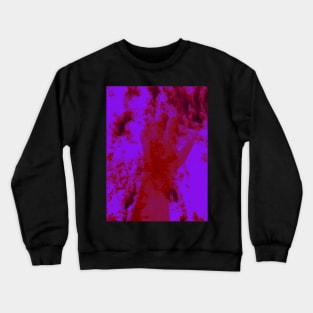 Digital collage and special processing. Psychedelic. Hand reaching on top of some bizarre surface. Dim, blue, pink. So beautiful. Crewneck Sweatshirt